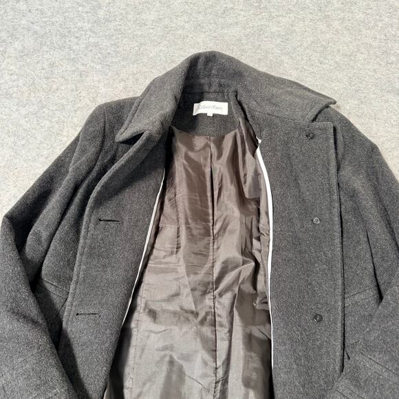 Calvin Klein Women's Black Warm Winter Wool Blend Pea Coat Button Up Size 6 - Picture 6 of 11